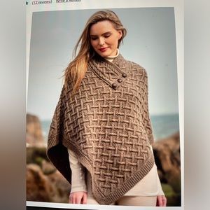 Merino wool poncho hand knit in Ireland.